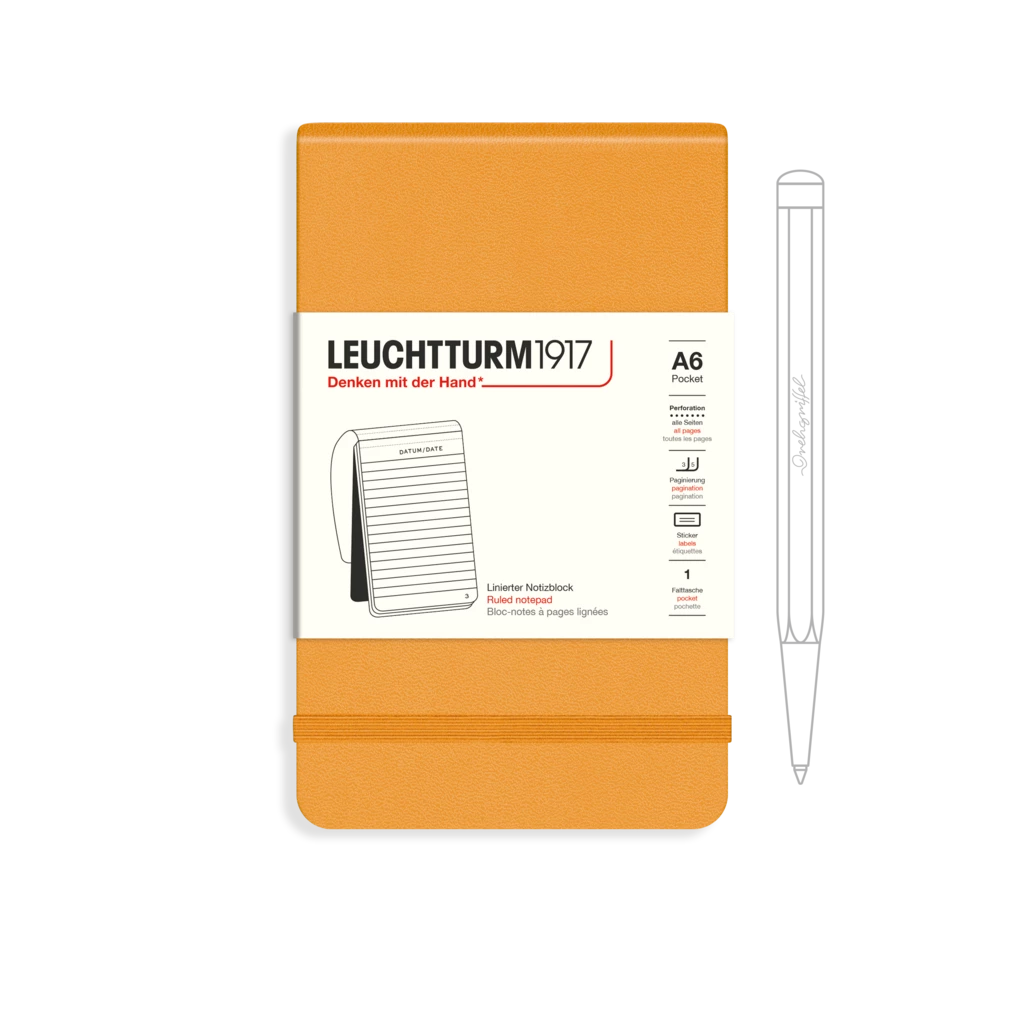 Notepad Pocket (A6), Hardcover, 184 numbered pages, Rising Sun, ruled Notepad Pocket (A6), Hardcover, 184 numbered pages, Rising Sun, ruled