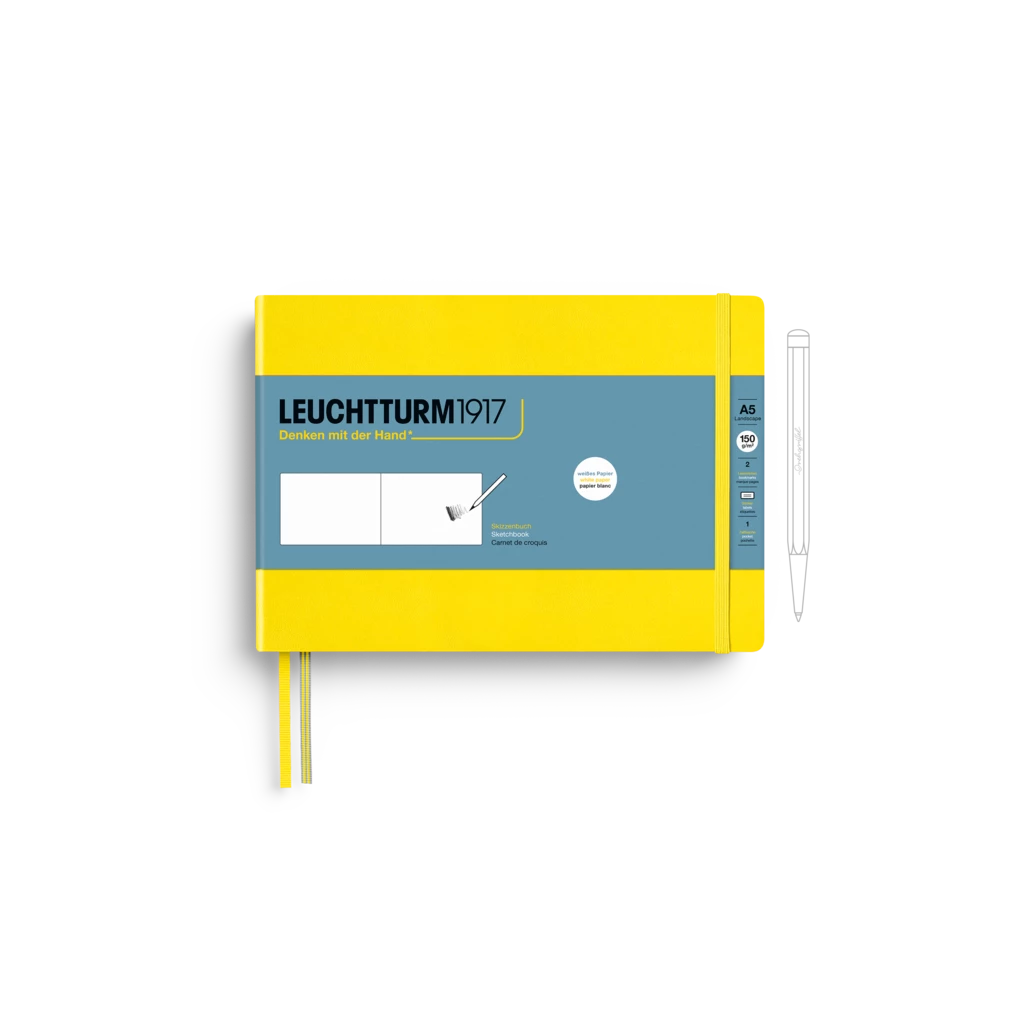 Sketchbook Landscape (A5), Hardcover, 112 pages (150 g/sqm), plain, Lemon Sketchbook Landscape (A5), Hardcover, 112 pages (150 g/sqm), plain, Lemon