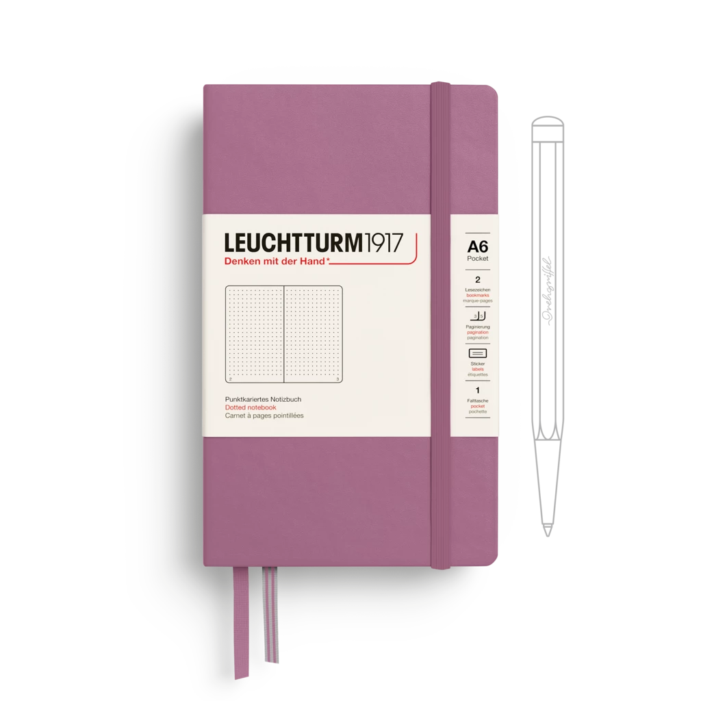 Notebook Pocket (A6), Hardcover, 187 numbered pages, Dusty Rose, dotted Notebook Pocket (A6), Hardcover, 187 numbered pages, Dusty Rose, dotted