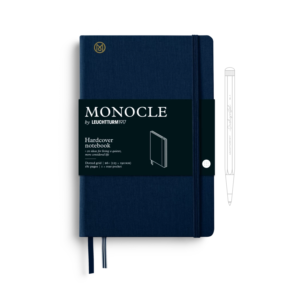 Notizbuch B6+ Monocle, Hardcover, 192 nummerierte Seiten, Navy, dotted Notizbuch B6+ Monocle, Hardcover, 192 nummerierte Seiten, Navy, dotted