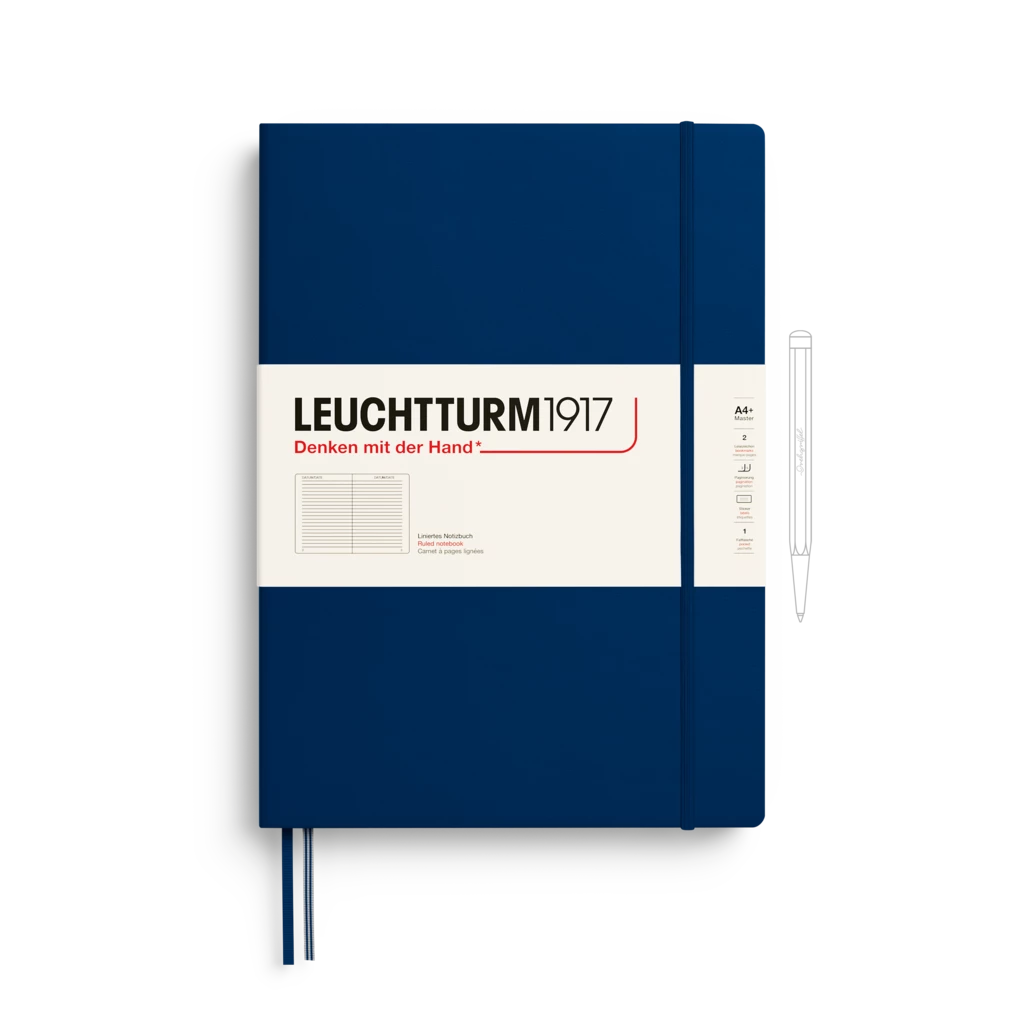 Notizbuch Master Classic (A4+), Hardcover, 235 nummerierte Seiten, Marine, Liniert Notizbuch Master Classic (A4+), Hardcover, 235 nummerierte Seiten, Marine, Liniert