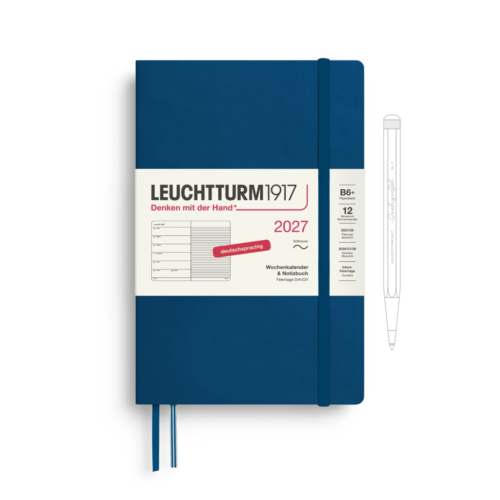 Weekly Planner & Notebook Paperback (B6+) 2027, Softcover, Indigo, German Weekly Planner & Notebook Paperback (B6+) 2027, Softcover, Indigo, German