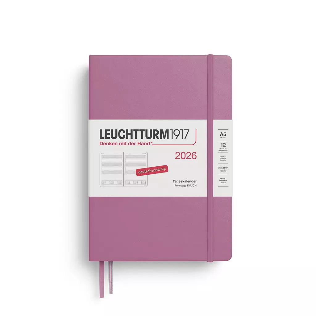Tageskalender Medium (A5) 2026, Dusty Rose, Deutsch