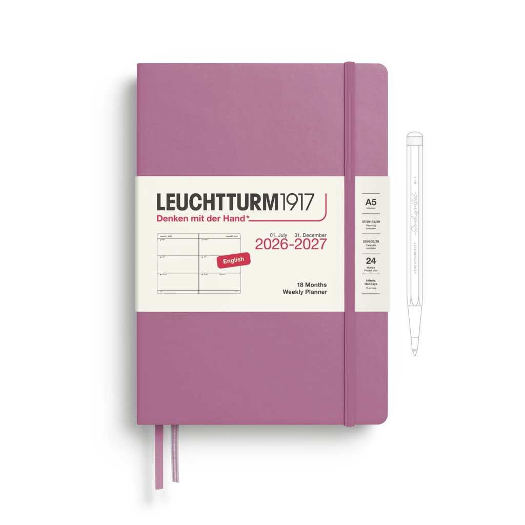 Agenda Semainier Medium (A5) 2027, 18 Mois, Dusty Rose, Anglais Agenda Semainier Medium (A5) 2027, 18 Mois, Dusty Rose, Anglais