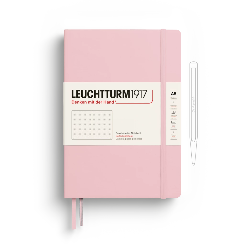 Notebook Medium (A5), Hardcover, 251 numbered pages, Powder, dotted