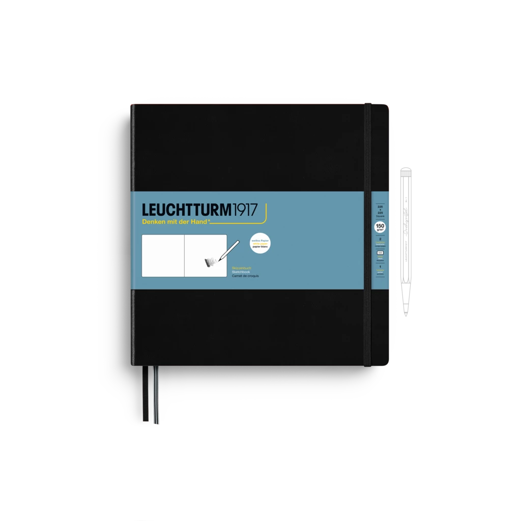 Skizzenbuch Quadrat (225 x 225 mm), Hardcover, 112 Seiten (150 g/qm), blanko, Schwarz Skizzenbuch Quadrat (225 x 225 mm), Hardcover, 112 Seiten (150 g/qm), blanko, Schwarz