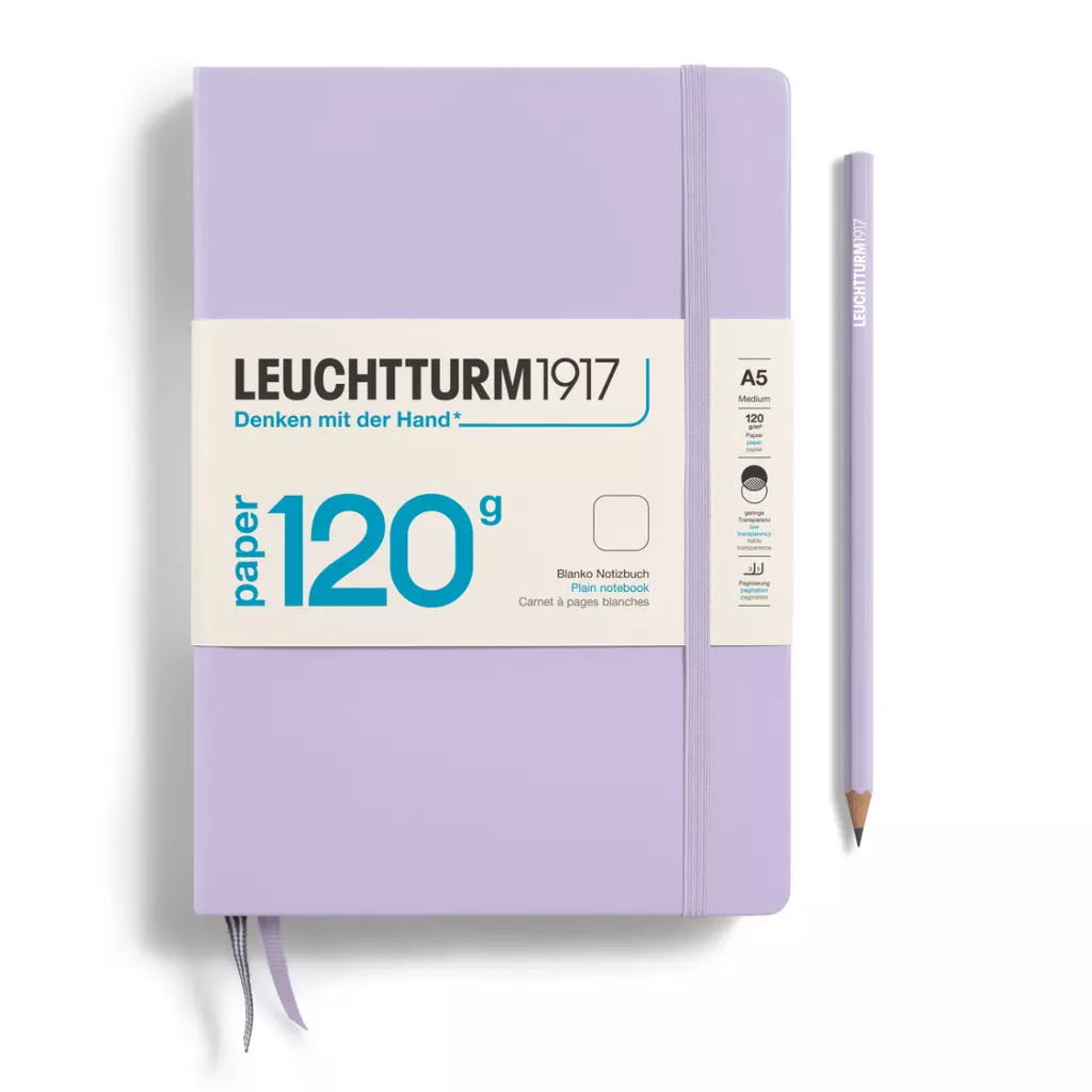 Notizbuch Medium (A5), EDITION 120, Hardcover, 203 nummerierte Seiten, Lilac, blanko