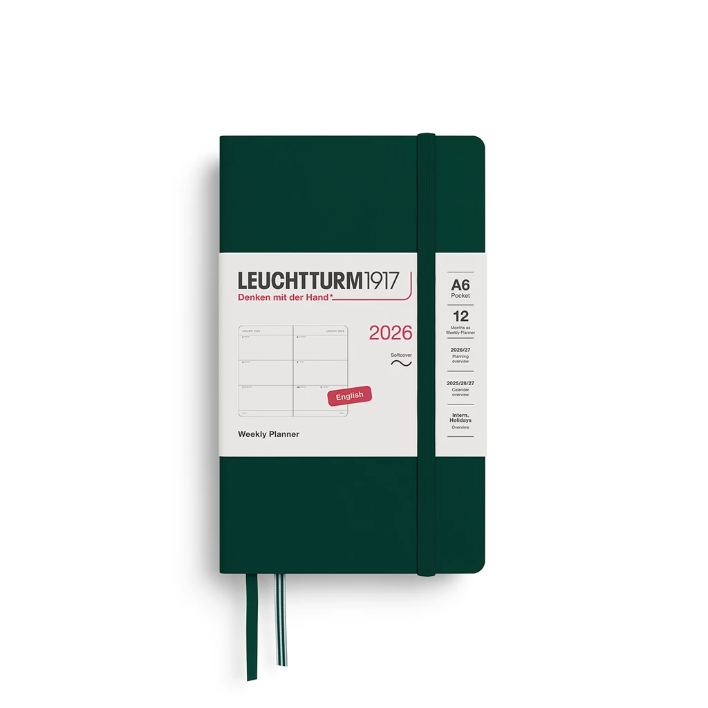 Weekly Planner Pocket (A6) 2026, Softcover, Forest Green, English