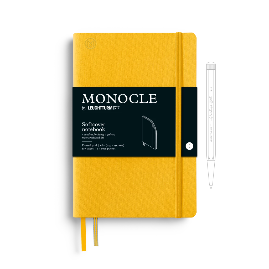 Notizbuch B6+ Monocle, Softcover, 128 nummerierte Seiten, Yellow, dotted Notizbuch B6+ Monocle, Softcover, 128 nummerierte Seiten, Yellow, dotted