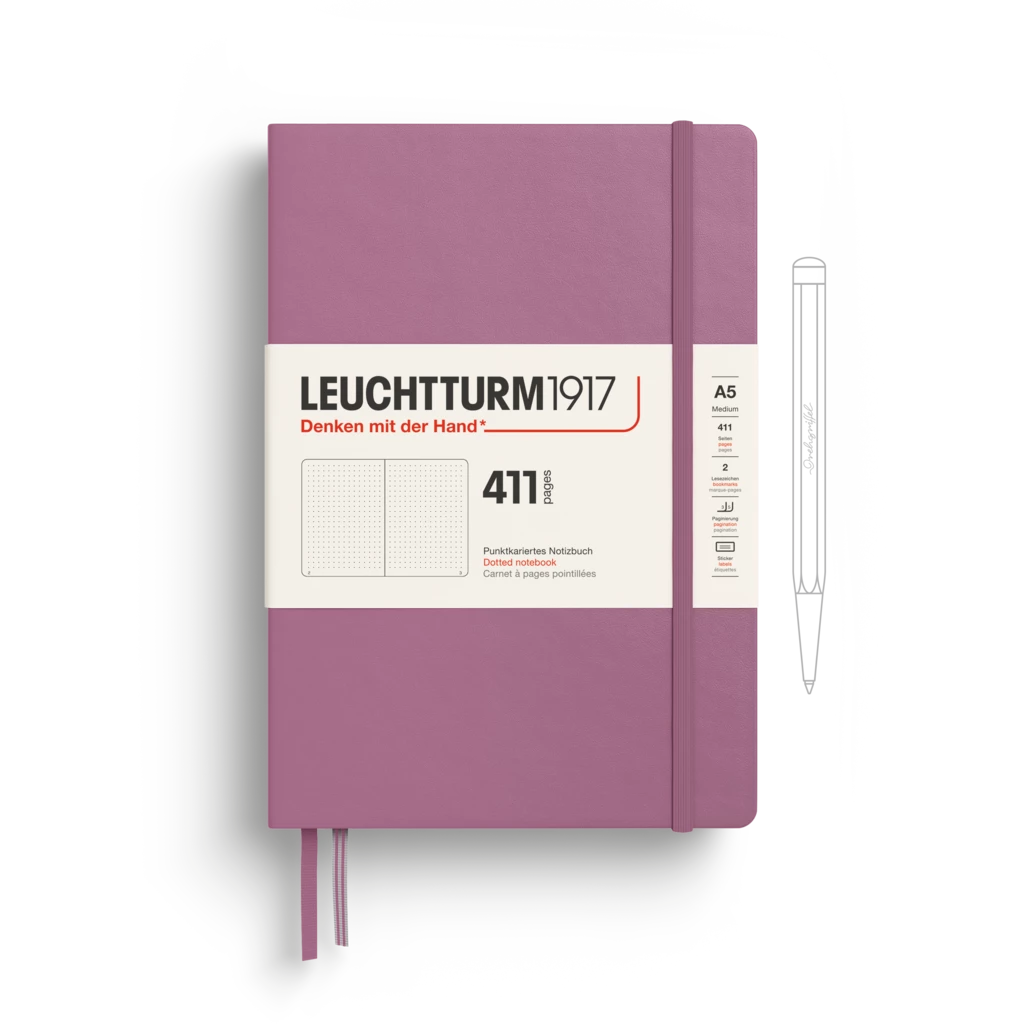 Notebook Medium (A5), Hardcover, 411 numbered pages, Dusty Rose, Dotted Notebook Medium (A5), Hardcover, 411 numbered pages, Dusty Rose, Dotted