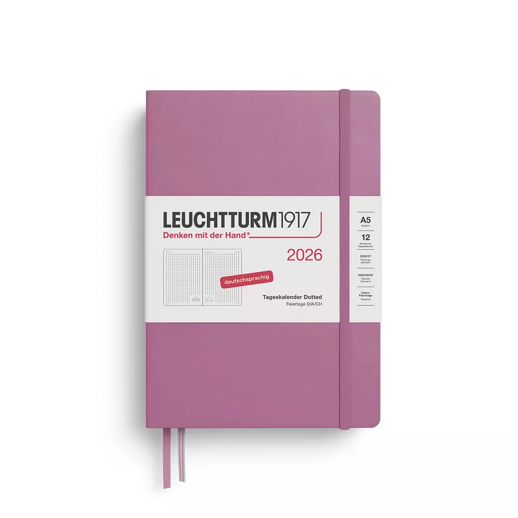 Tageskalender Dotted Medium (A5) 2026, Dusty Rose, Deutsch
