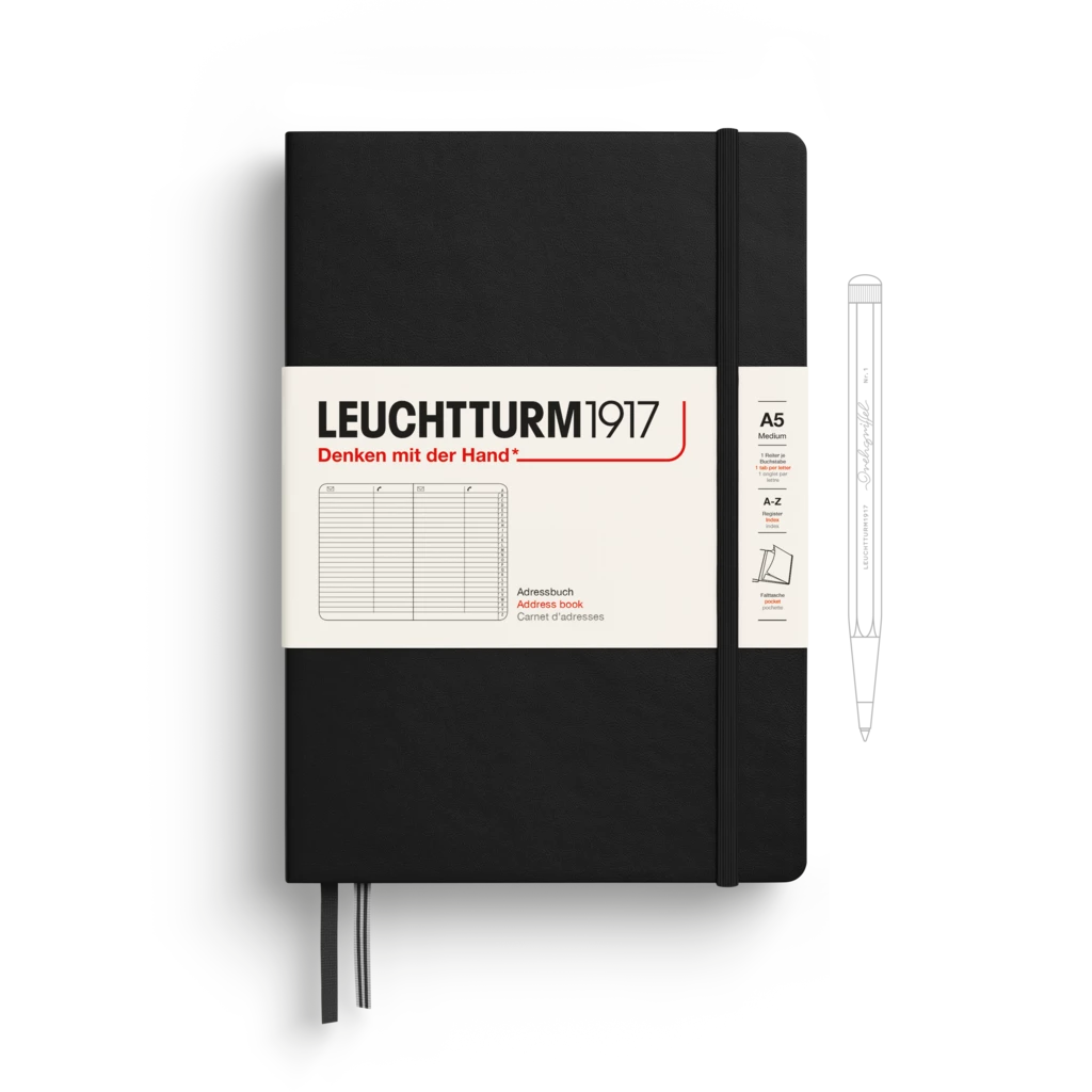 Adressbuch Medium (A5), Hardcover, Schwarz Adressbuch Medium (A5), Hardcover, Schwarz