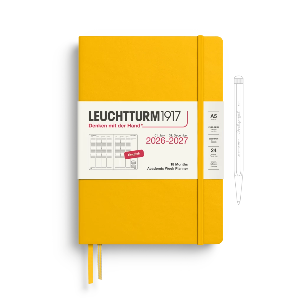 Akademischer Wochenplaner Medium (A5) 2027, 18 Monate, Sunflower, Englisch