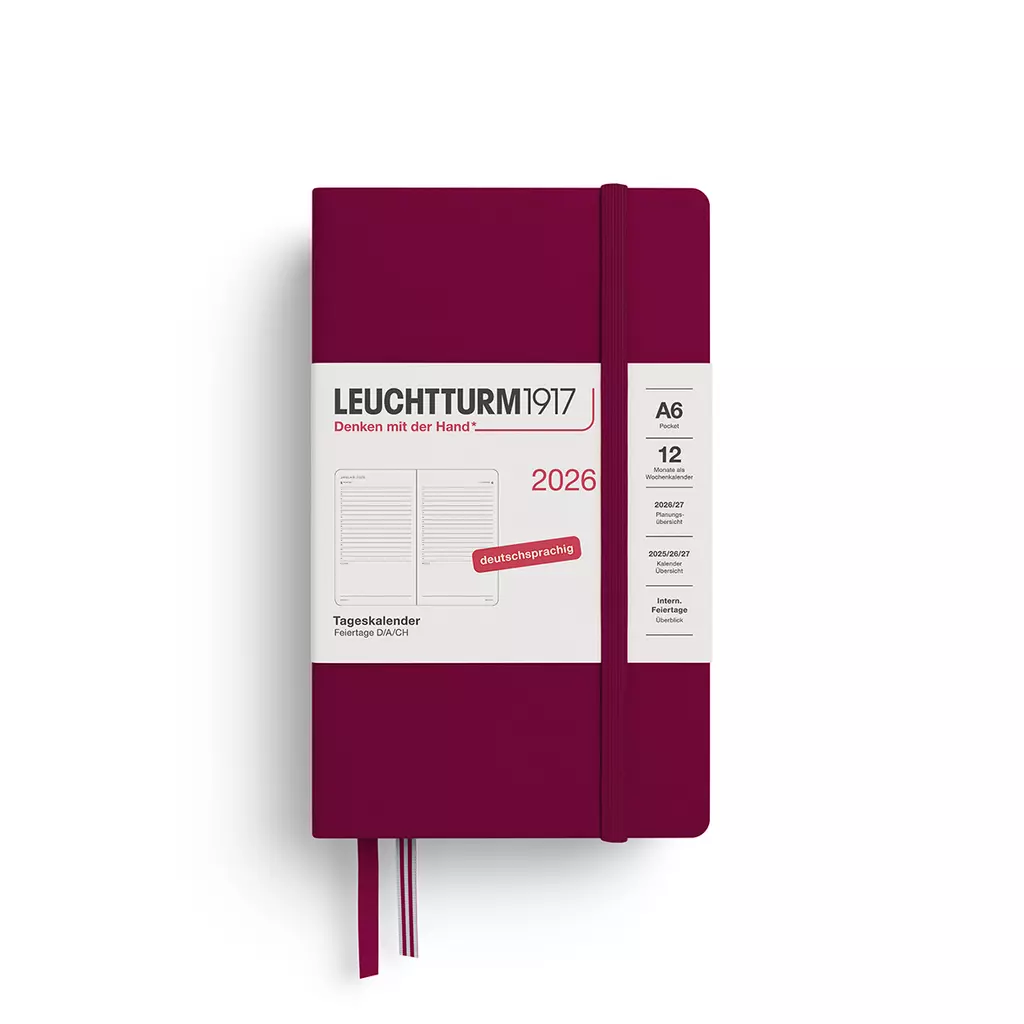 Tageskalender Pocket (A6) 2026, Port Red, Deutsch