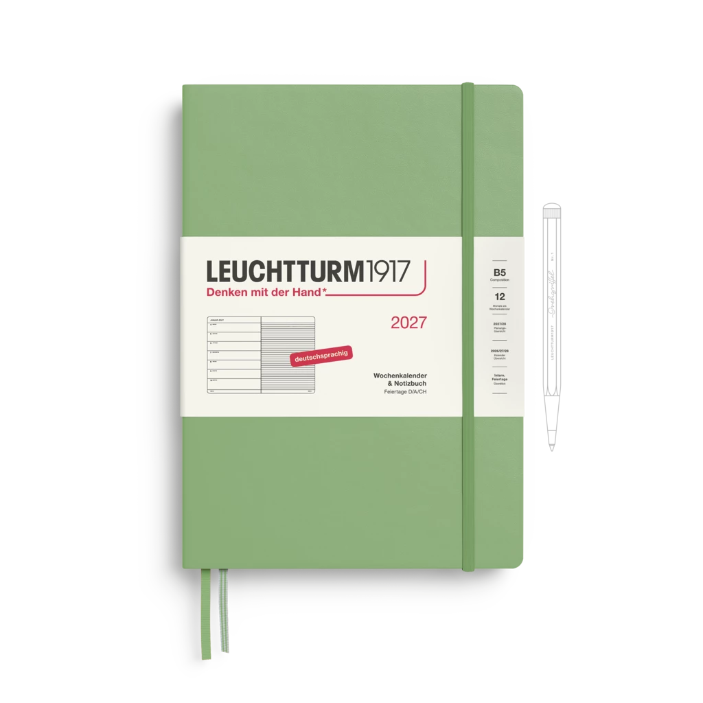 Wochenkalender & Notizbuch Composition (B5) 2027, Salbei, Deutsch Wochenkalender & Notizbuch Composition (B5) 2027, Salbei, Deutsch