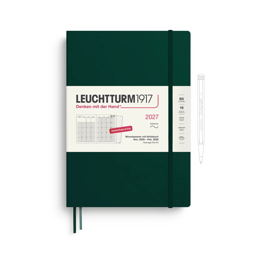 Monatsplaner & Notizbuch Composition (B5) 2027, 16 Monate, Softcover, Forest Green, Deu Monatsplaner & Notizbuch Composition (B5) 2027, 16 Monate, Softcover, Forest Green, Deu