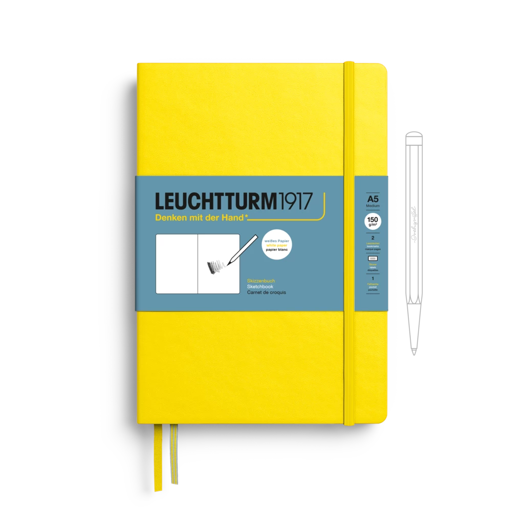 Sketchbook Medium (A5), Hardcover, 112 pages (150 g/sqm), plain, Lemon Sketchbook Medium (A5), Hardcover, 112 pages (150 g/sqm), plain, Lemon