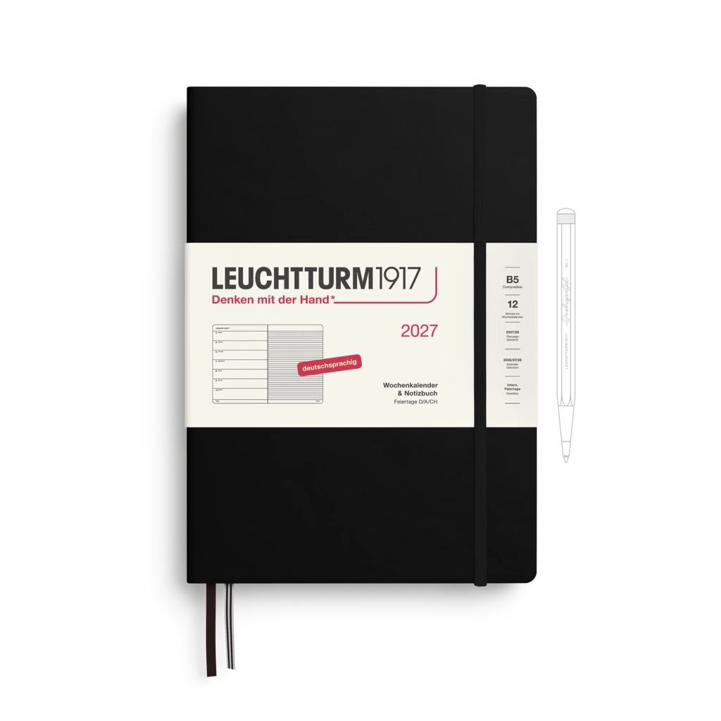 Wochenkalender & Notizbuch Composition (B5) 2027, Schwarz, Deutsch Wochenkalender & Notizbuch Composition (B5) 2027, Schwarz, Deutsch