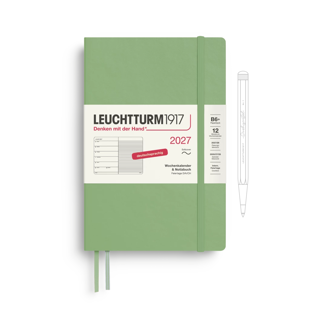 Wochenkalender & Notizbuch Paperback (B6+) 2027, Softcover, Salbei, Deutsch Wochenkalender & Notizbuch Paperback (B6+) 2027, Softcover, Salbei, Deutsch