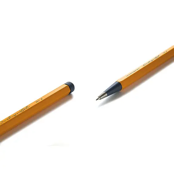 Drehgriffel Nr. 2 – Rising Sun Orange Drehgriffel No. 2 with black end cap, metal tip, black lettering.