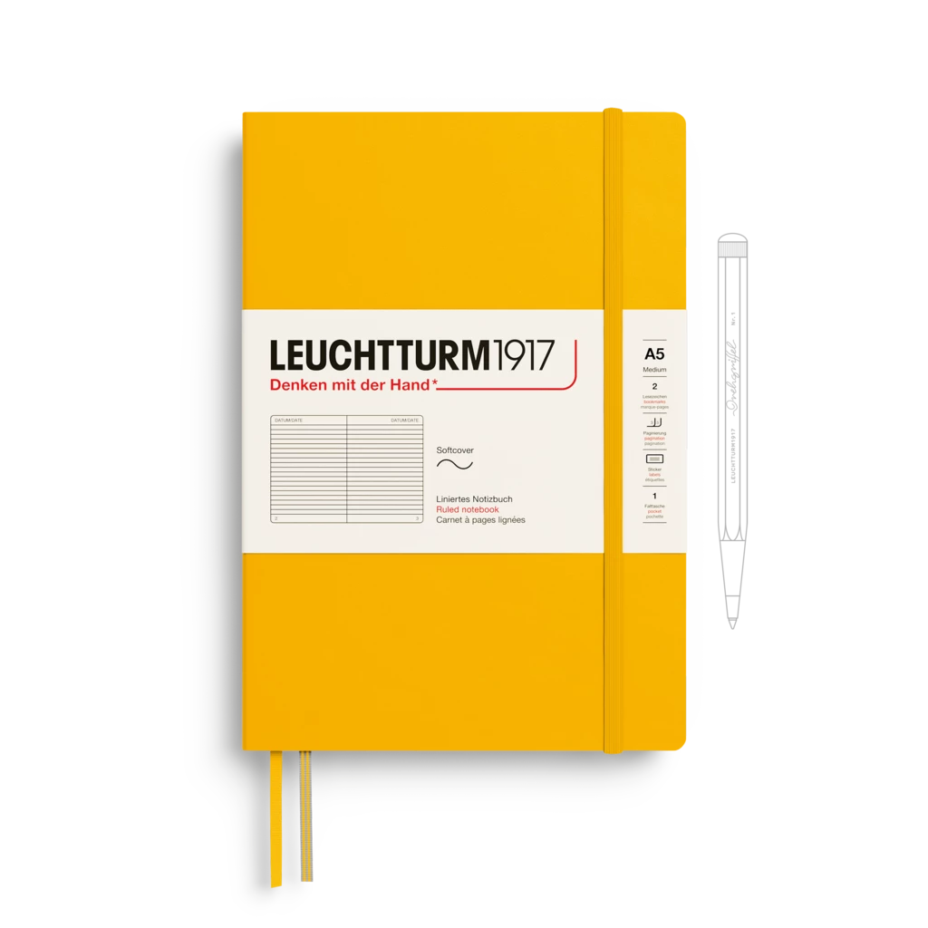 Notizbuch Medium (A5), Softcover, 123 nummerierte Seiten, Sunflower, liniert Notizbuch Medium (A5), Softcover, 123 nummerierte Seiten, Sunflower, liniert
