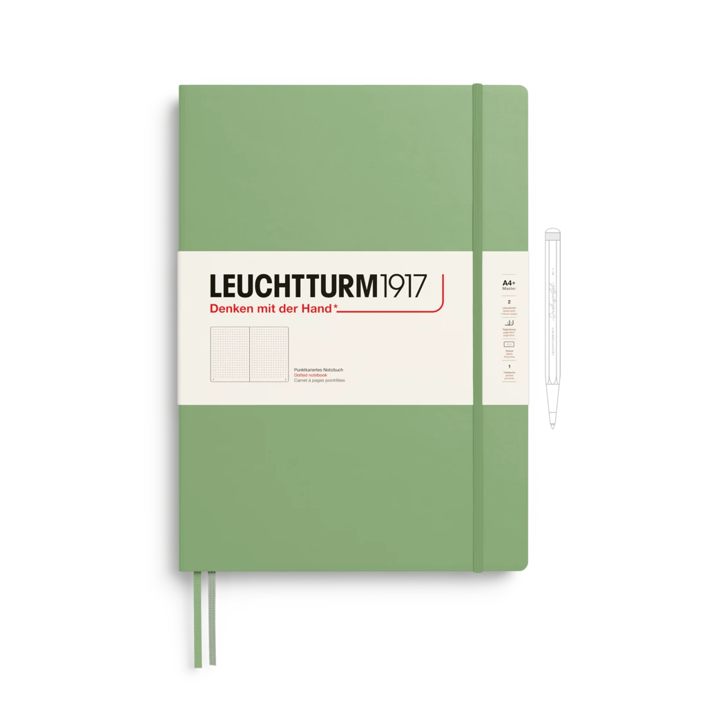 Notizbuch Master Slim (A4+), Hardcover, 123 nummerierte Seiten, Salbei, Dotted Notizbuch Master Slim (A4+), Hardcover, 123 nummerierte Seiten, Salbei, Dotted