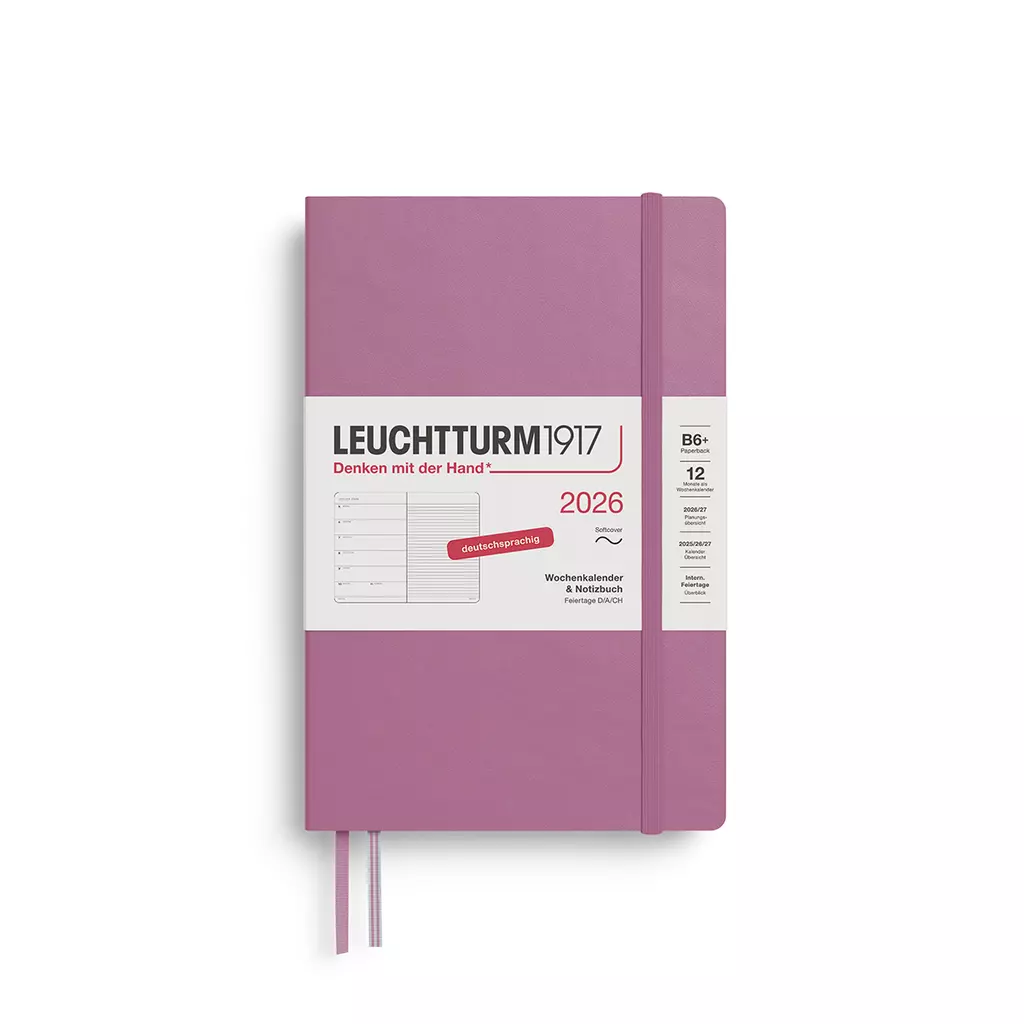 Wochenkalender & Notizbuch Paperback (B6+) 2026, Softcover, Dusty Rose, Deutsch