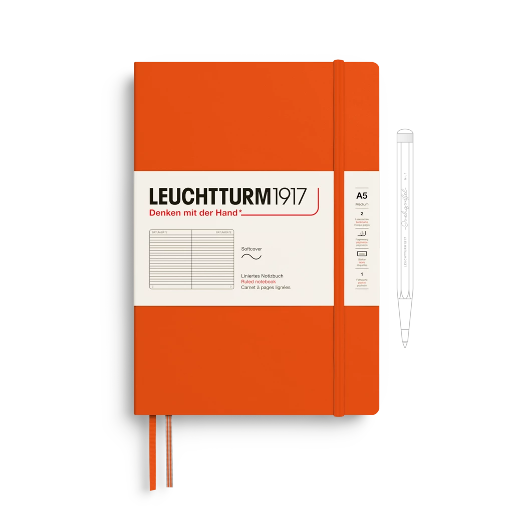 Notizbuch Medium (A5), Softcover, 123 nummerierte Seiten, Pumpkin, liniert Notizbuch Medium (A5), Softcover, 123 nummerierte Seiten, Pumpkin, liniert
