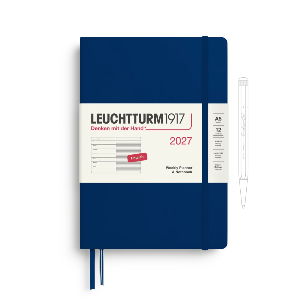 Weekly Planner & Notebook Medium (A5) 2027, Navy, English Weekly Planner & Notebook Medium (A5) 2027, Navy, English