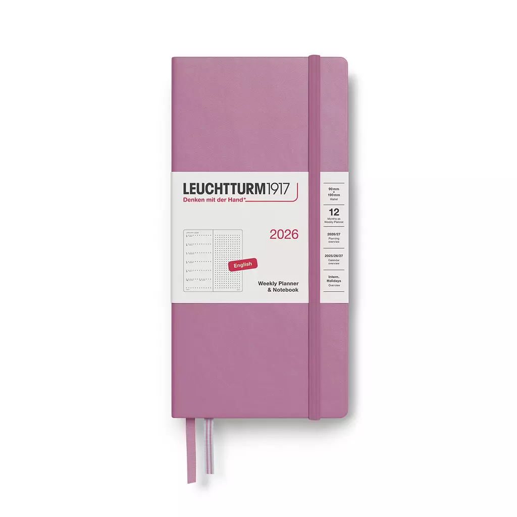 Wochenkalender & Notizbuch Dotted Wallet (B6+ x A6) 2026, Dusty Rose, Englisch