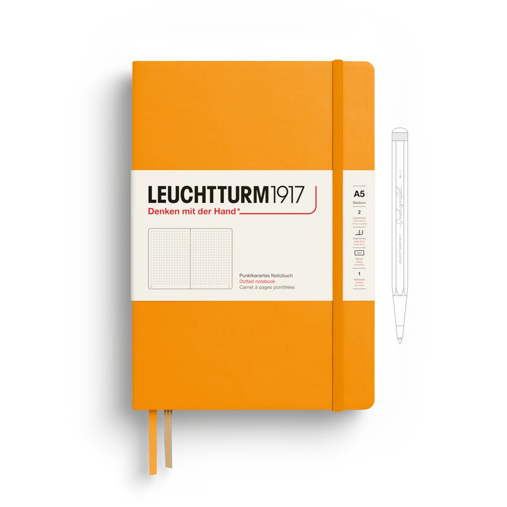 Notebook Medium (A5), Hardcover, 251 numbered pages, Rising Sun, dotted Notebook Medium (A5), Hardcover, 251 numbered pages, Rising Sun, dotted