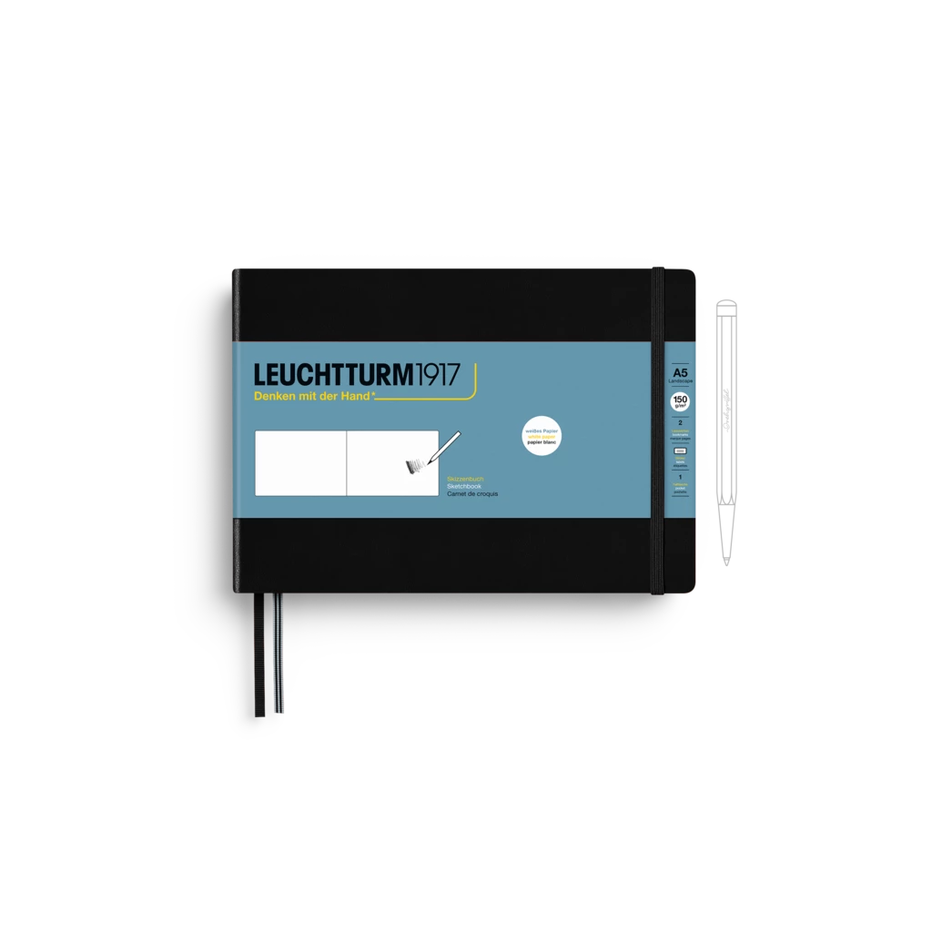 Skizzenbuch Landscape (A5 Querformat), Hardcover, 112 Seiten (150 g/qm), blanko, Schwarz Skizzenbuch Landscape (A5 Querformat), Hardcover, 112 Seiten (150 g/qm), blanko, Schwarz