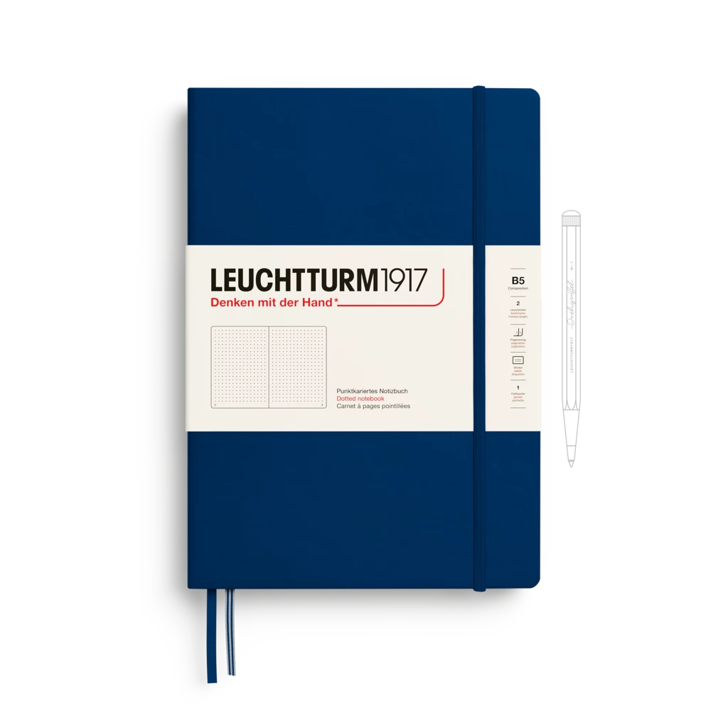 Notizbuch Composition (B5), Hardcover, 219 nummerierte Seiten, Marine, Dotted