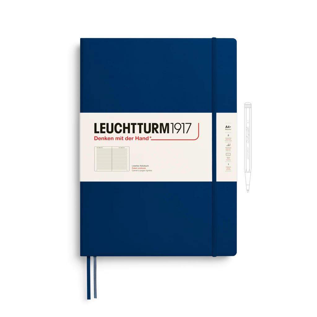 Notizbuch Master Slim (A4+), Hardcover, 123 nummerierte Seiten, Marine, Liniert Notizbuch Master Slim (A4+), Hardcover, 123 nummerierte Seiten, Marine, Liniert