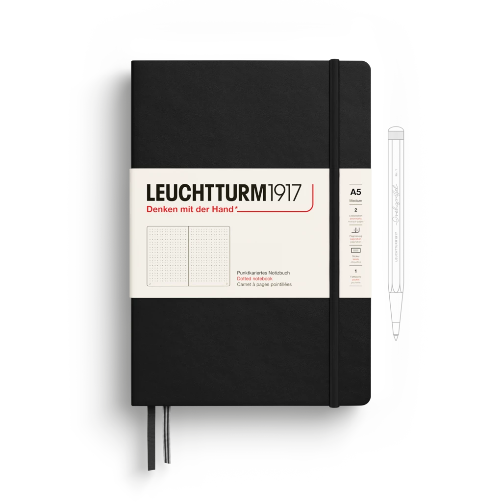 Notebook Medium (A5), Hardcover, 251 numbered pages, Black, dotted Notebook Medium (A5), Hardcover, 251 numbered pages, Black, dotted