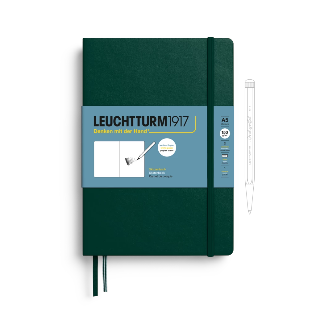 Skizzenbuch Medium (A5), Hardcover, 112 Seiten (150 g/qm), blanko, Forest Green Skizzenbuch Medium (A5), Hardcover, 112 Seiten (150 g/qm), blanko, Forest Green