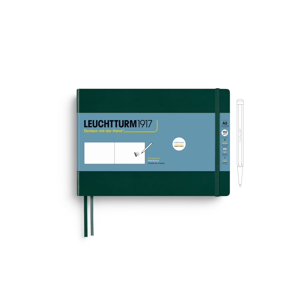 Skizzenbuch Landscape (A5 Quer), Hardcover, 112 Seiten (150g/m²), blanko, Forest Green Skizzenbuch Landscape (A5 Quer), Hardcover, 112 Seiten (150g/m²), blanko, Forest Green