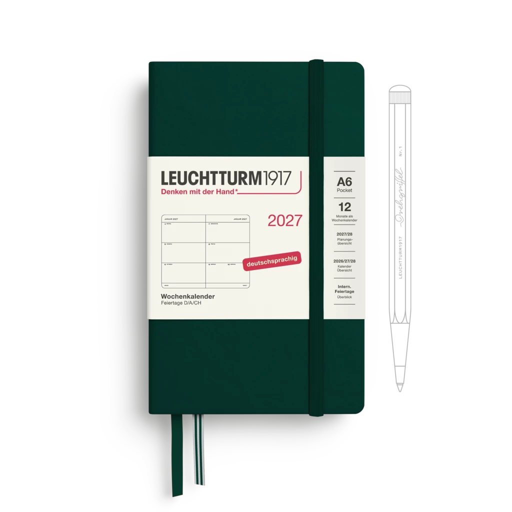 Wochenkalender Pocket (A6) 2027, Forest Green, Deutsch