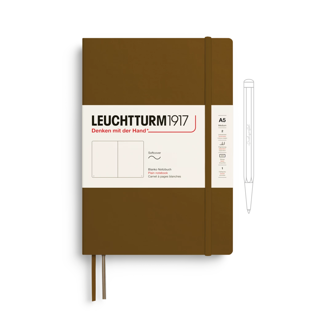 Notebook Medium (A5), Softcover, 123 numbered pages, Spice Brown, plain