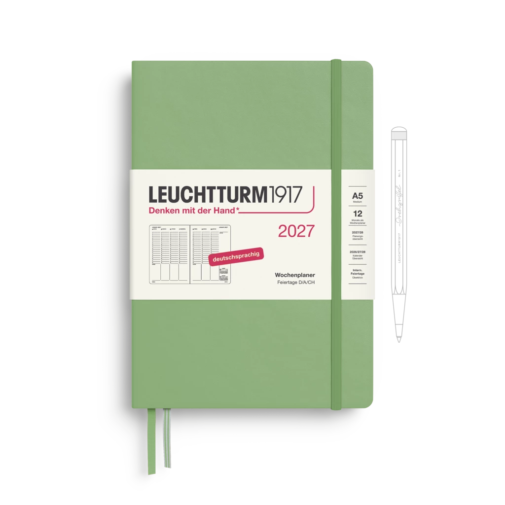 Wochenplaner Medium (A5) 2027, Salbei, Deutsch