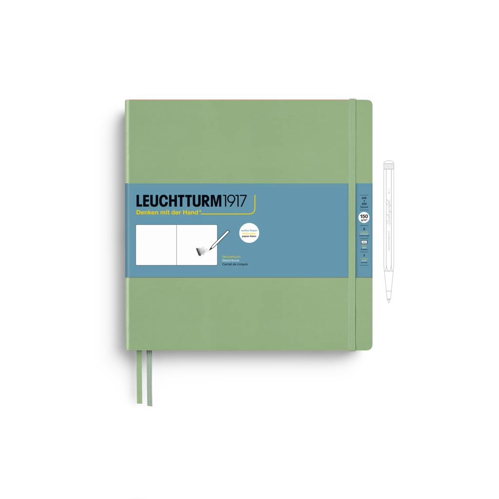 Skizzenbuch Quadrat (225 x 225 mm), Hardcover, 112 Seiten (150 g/qm), blanko, Salbei Skizzenbuch Quadrat (225 x 225 mm), Hardcover, 112 Seiten (150 g/qm), blanko, Salbei