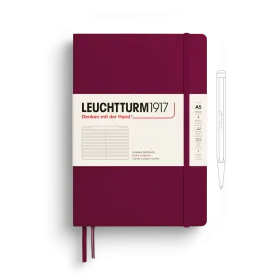 Notebook Medium (A5), Hardcover, 251 numbered pages, Port Red, ruled
