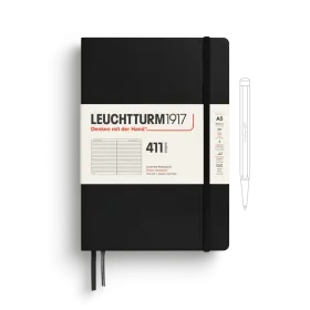 Notebook Medium (A5), Hardcover, 411 numbered pages, Black, Ruled