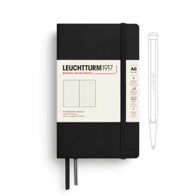Notebook Pocket (A6), Hardcover, 187 numbered pages, Black,  dotted