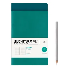 Jottbook (A5), 59 nummerierte Seiten, Dotted, Pacific Green und Smaragd, im Doppelpack