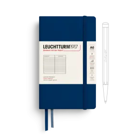 Notizbuch Pocket (A6), Hardcover, 187 nummerierte Seiten, Marine, Liniert