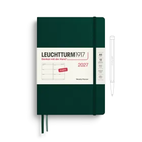 Weekly Planner Medium (A5) 2027, Forest Green, English