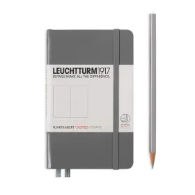 Notizbuch Pocket (A6), Hardcover, 187 nummerierte Seiten, Anthrazit, Dotted