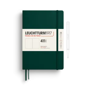 Notebook Medium (A5), Hardcover, 411 numbered pages, Forest Green, Plain