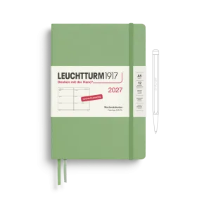 Weekly Planner Medium (A5) 2027, Sage, German